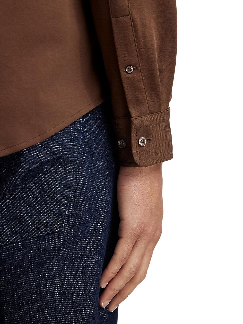 Mercerized Cotton Button Front Polo - Brown Product Image