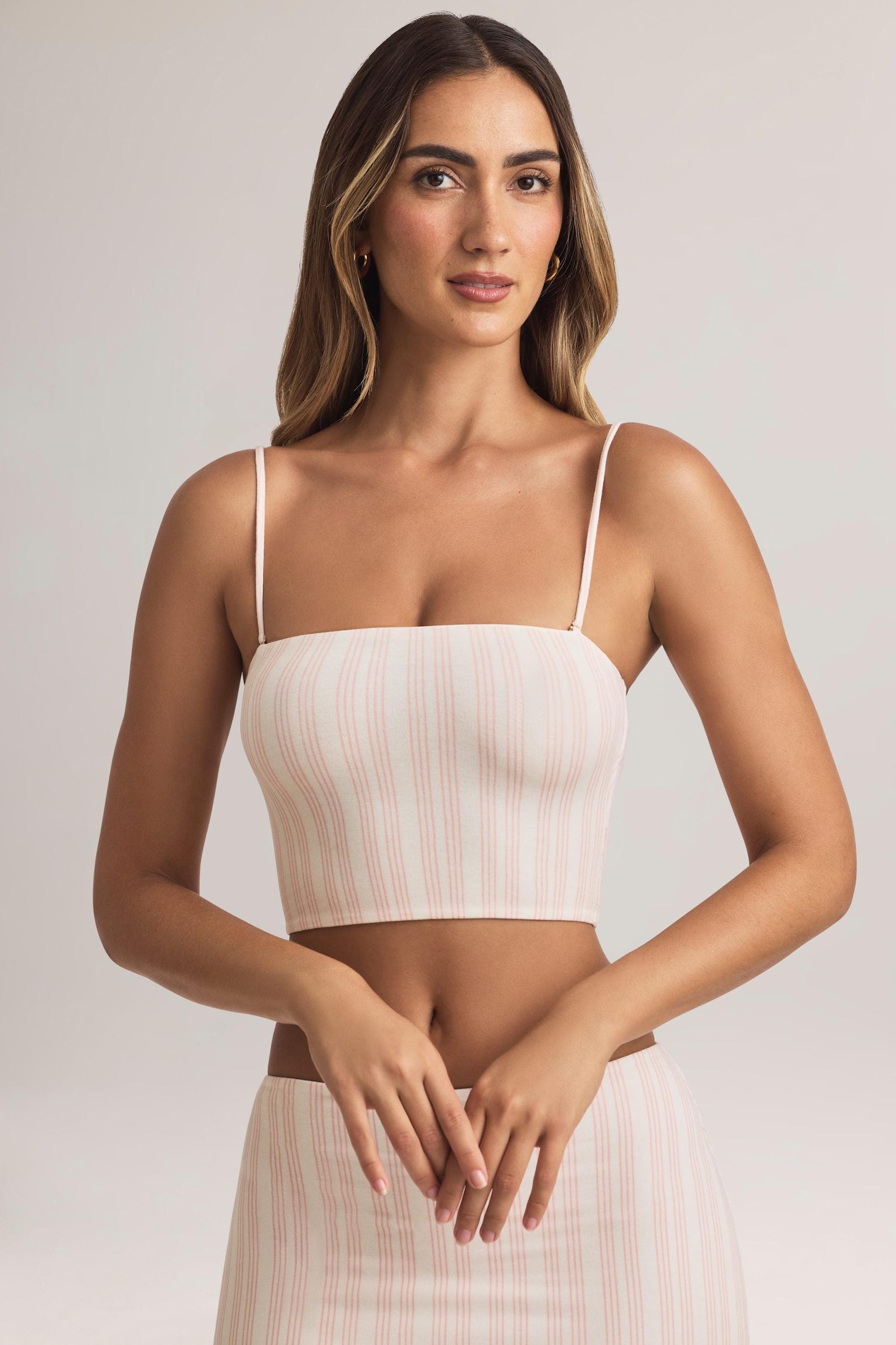 Modal Strapless Crop Top in Stripe Print Product Image