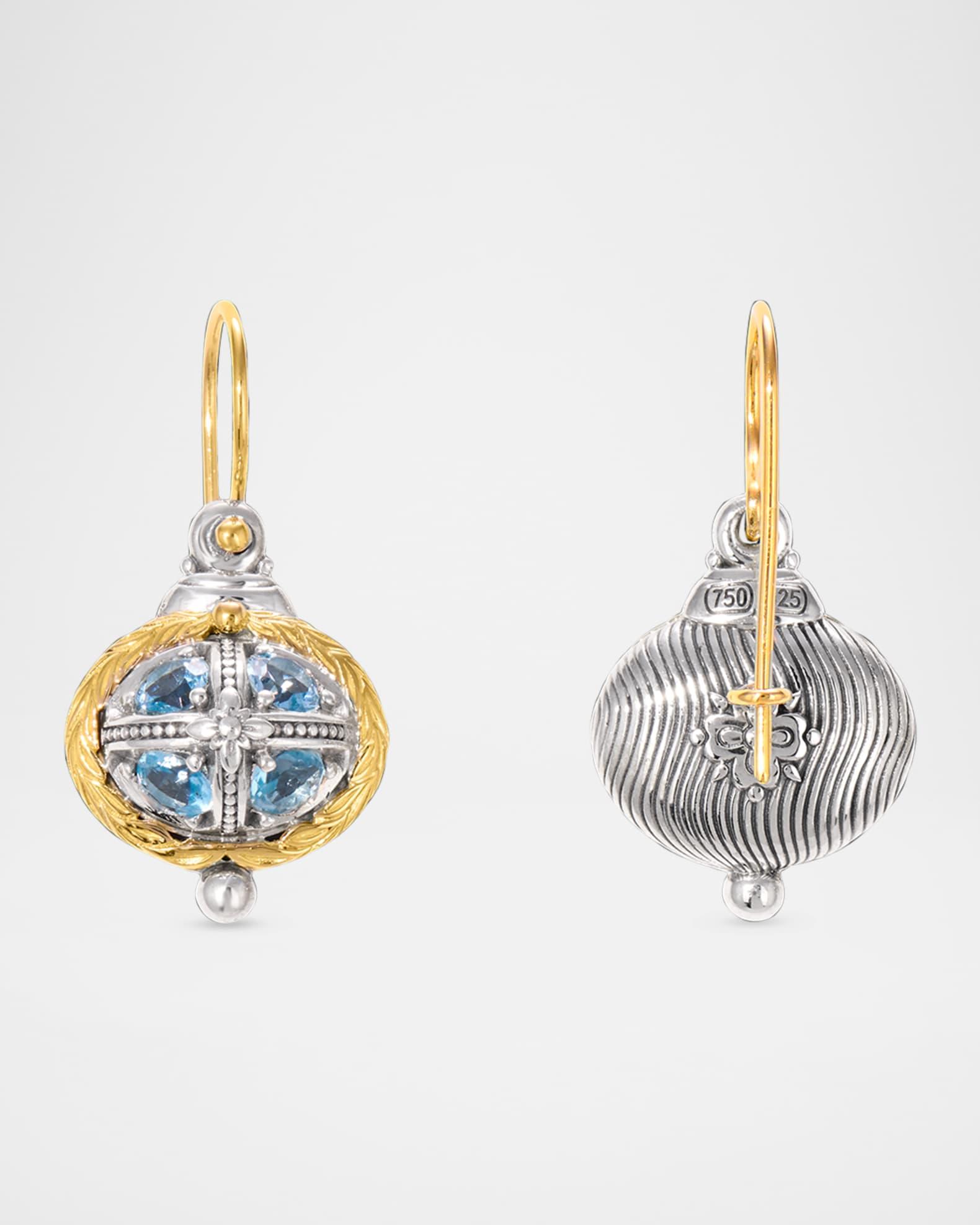 Kyma Silver and Gold Sky Blue Topaz Earrings Product Image