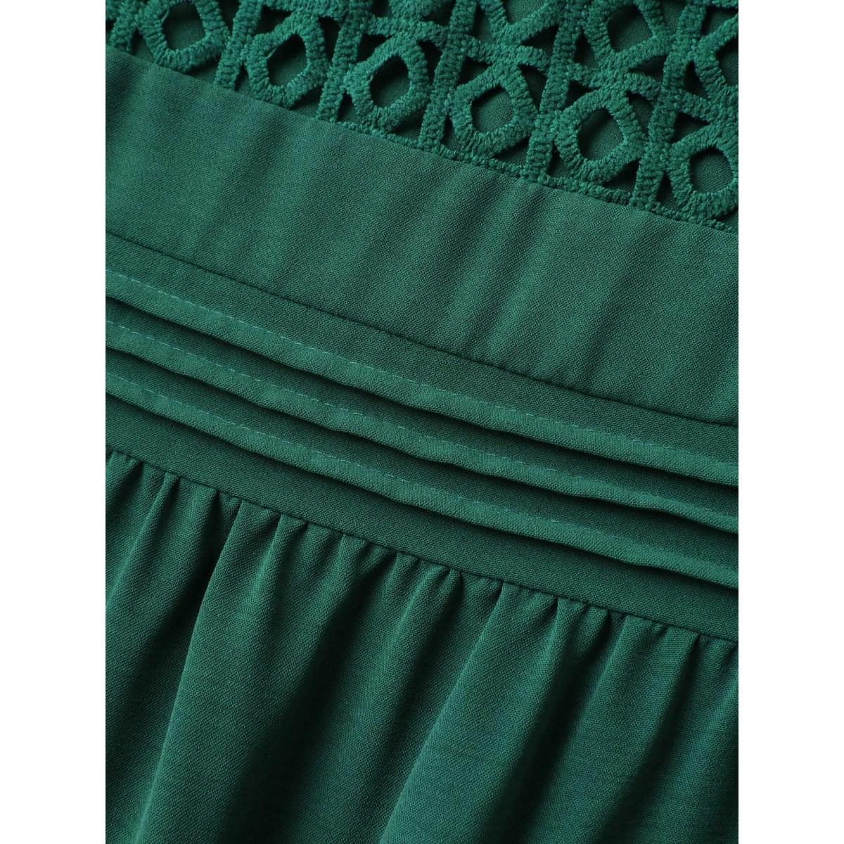 Plus Size DarkGreen Textured Lace Tiered Solid Blouse Women Timeless Cap Sleeve V-neck Elegant Blouses BloomChic 14-16/1X Product Image