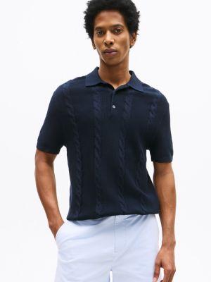 Cable Knit Polo Sweater Product Image
