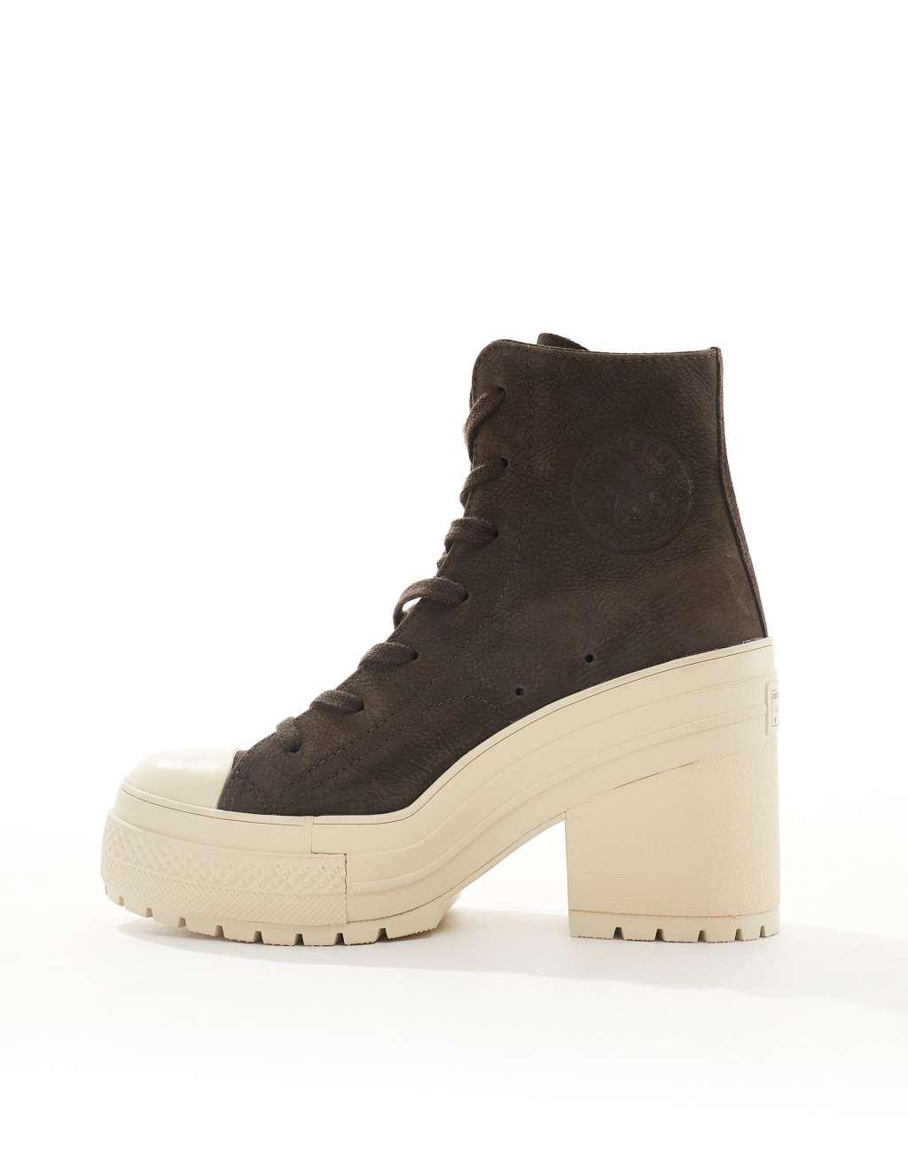 Converse Chuck 70 De Luxe heel platform sneakers in brown Product Image