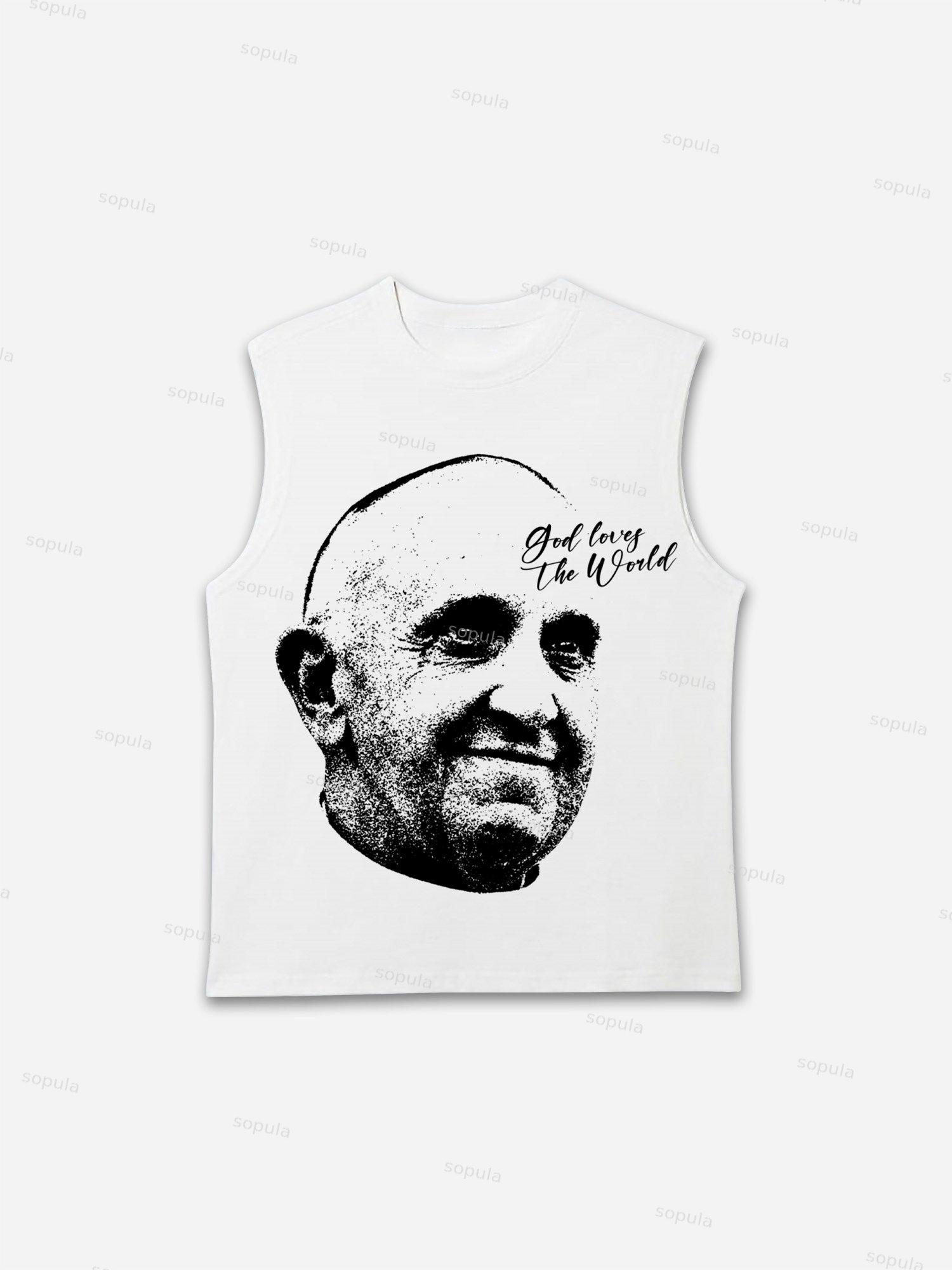 God Loves All People — Pope Francis Vintage Graphic Tank Top Product Image