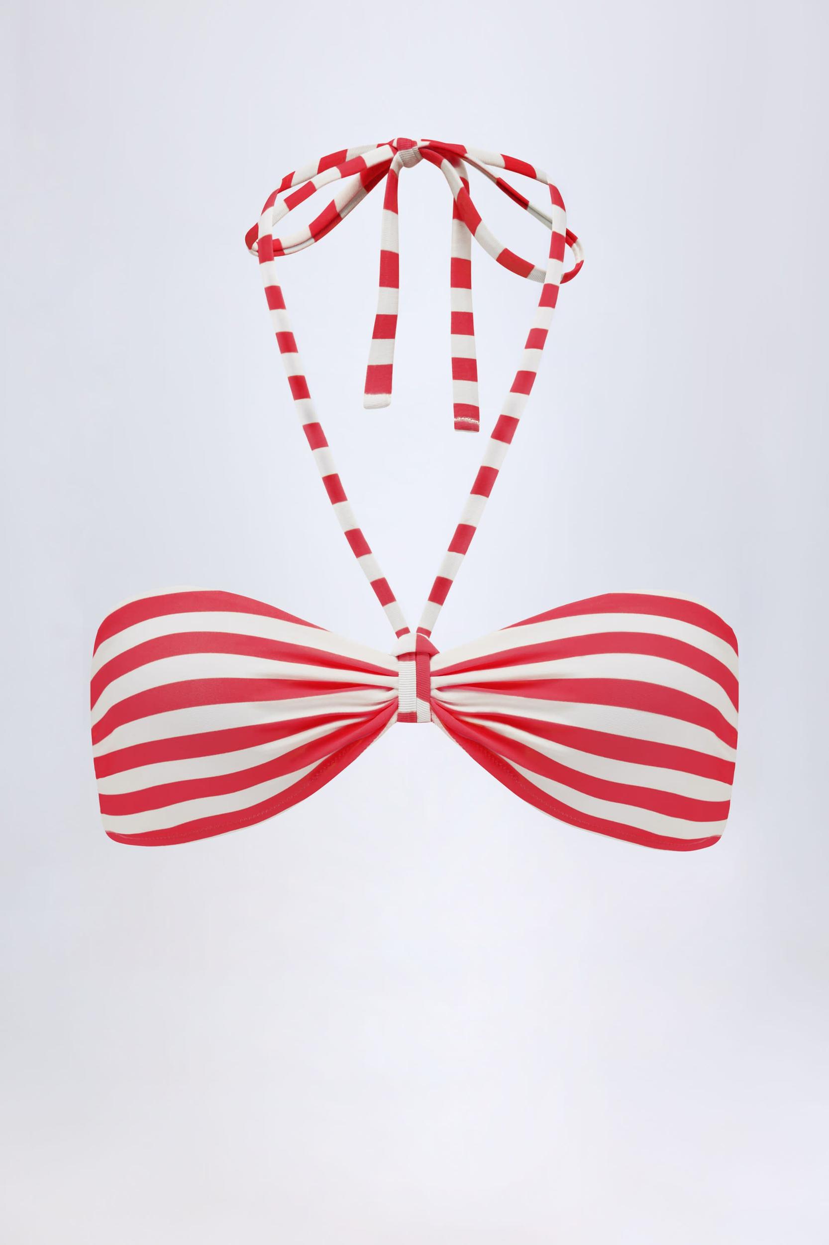 Multiway Bikini Top in Cherry Red Stripe Product Image