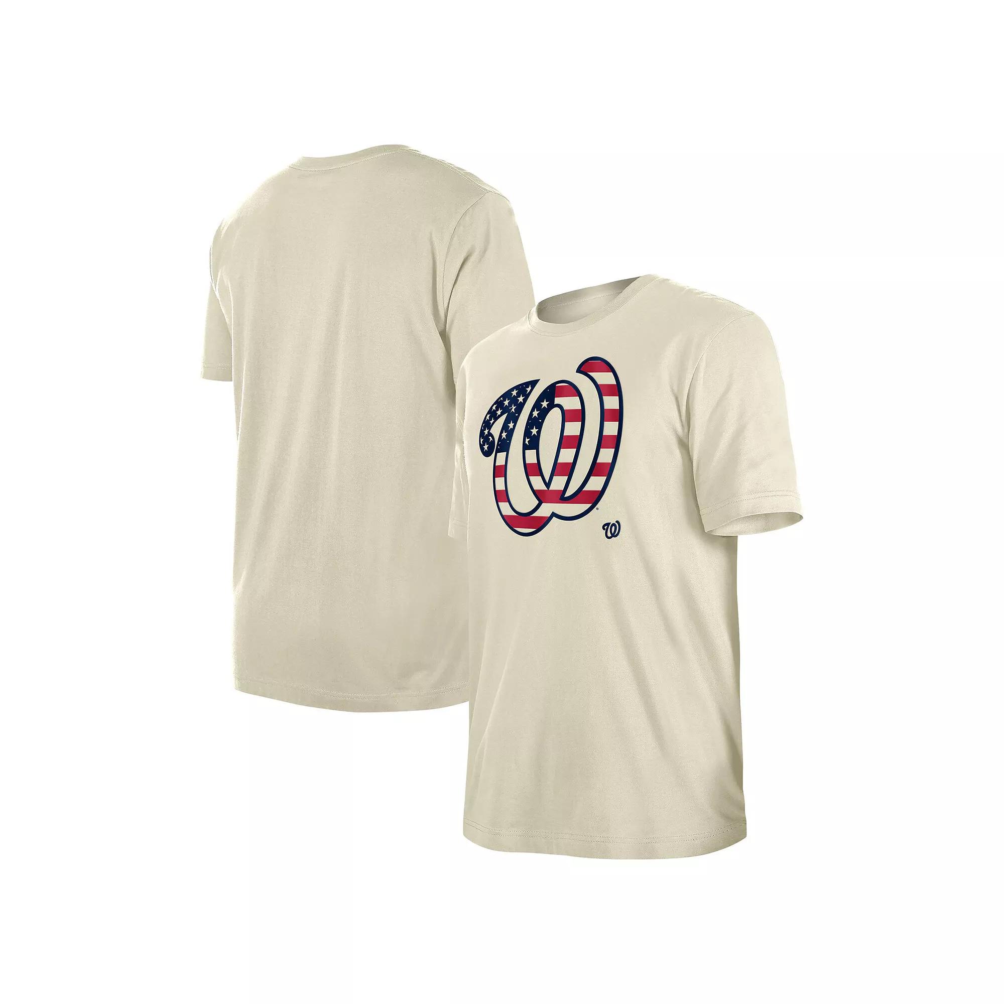 Men's New Era Cream Washington Nationals 4th of July Flag Fill T-Shirt, Size: Medium, Beige Product Image