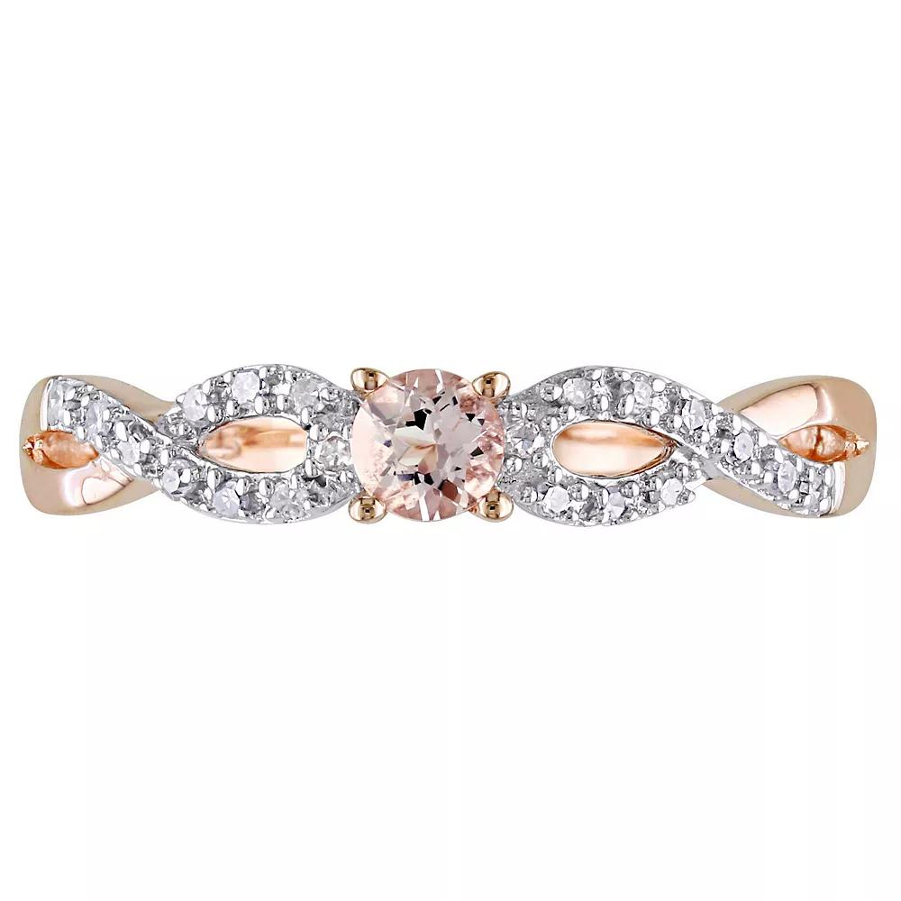Stella Grace Rose Rhodium-Plated Sterling Silver Morganite and Diamond Accent Infinity Ring, Womens Pink Product Image