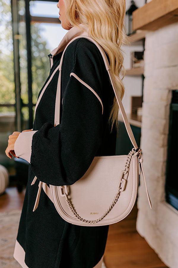 Uptown Allure Faux Leather Crossbody In Oatmeal Product Image