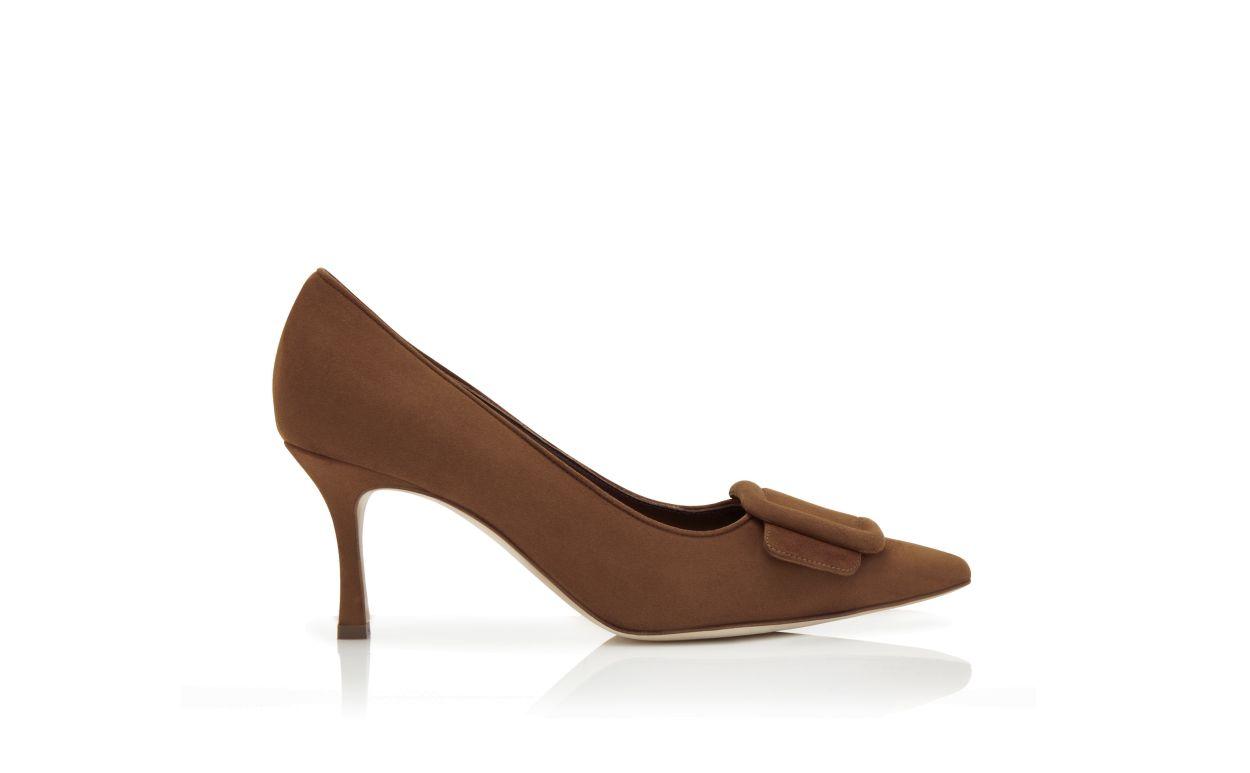 MAYSALEPUMP 70 Brown Suede Buckle Detail Pumps Product Image