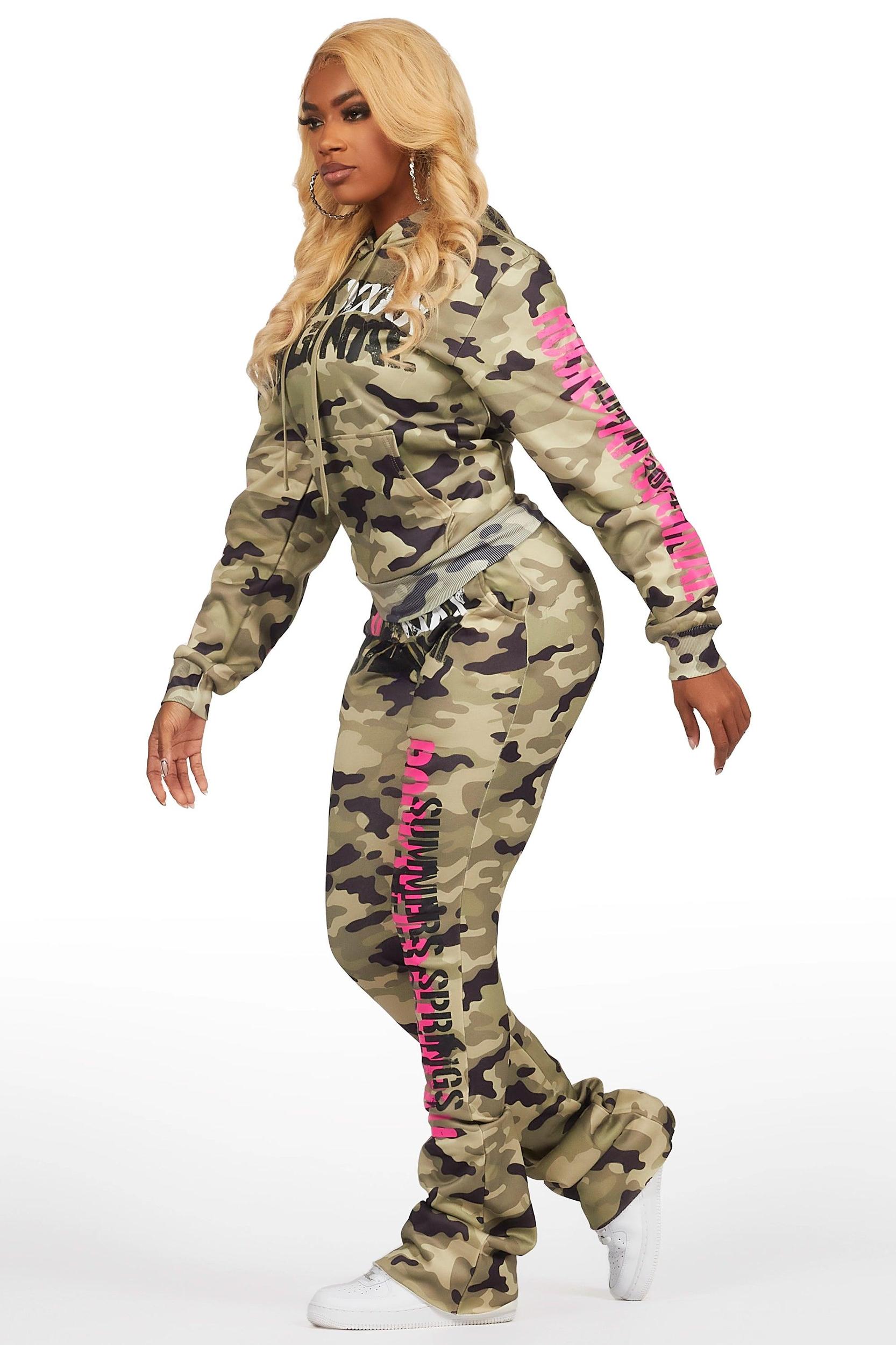 Lamani Green Camo Super Stacked Trackset Female Product Image