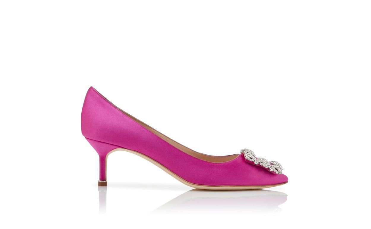 HANGISI 50 Dark Fuchsia Satin Jewel Buckle Pumps Product Image