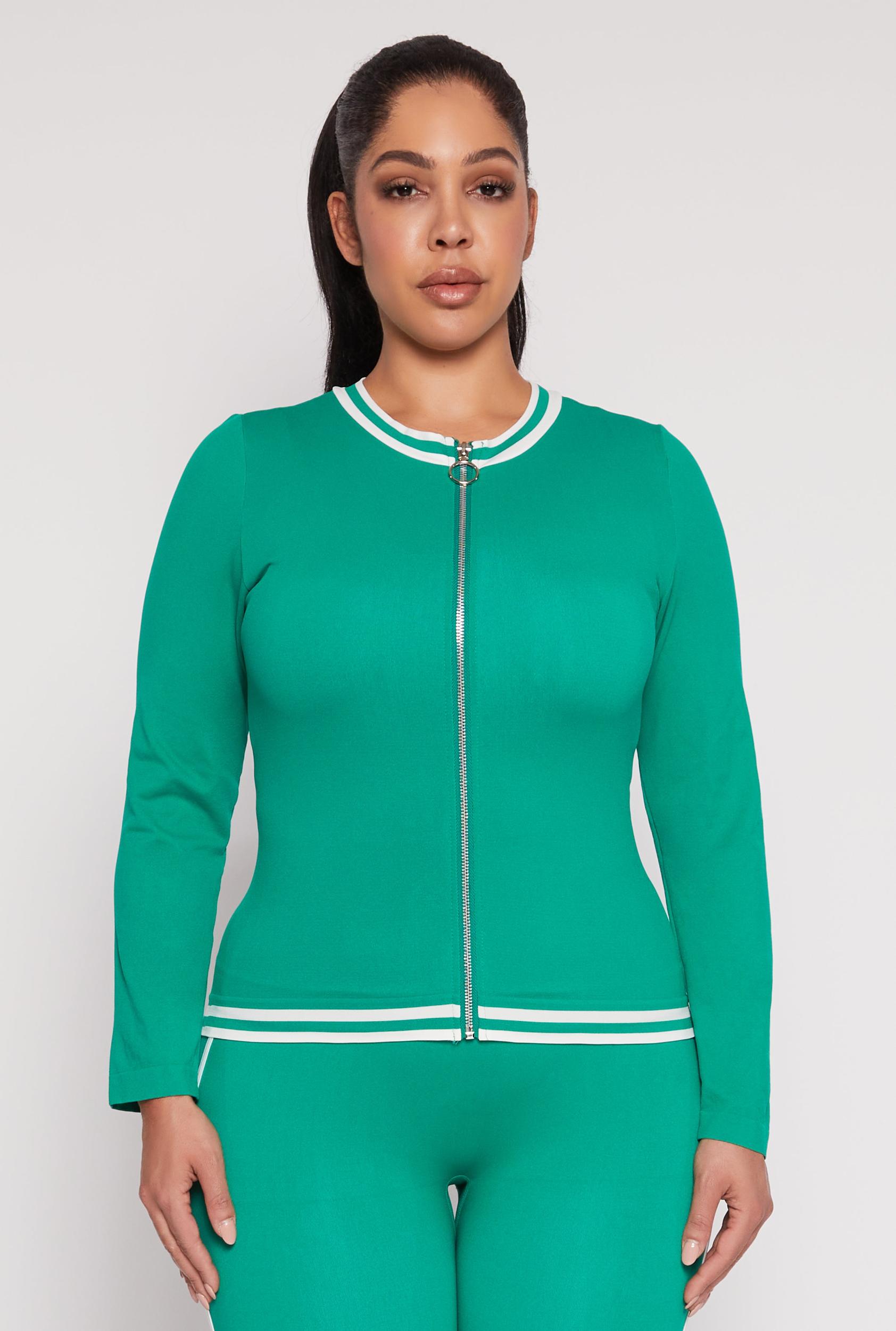 Womens Plus Size Seamless Varsity Stripe Track Jacket Product Image