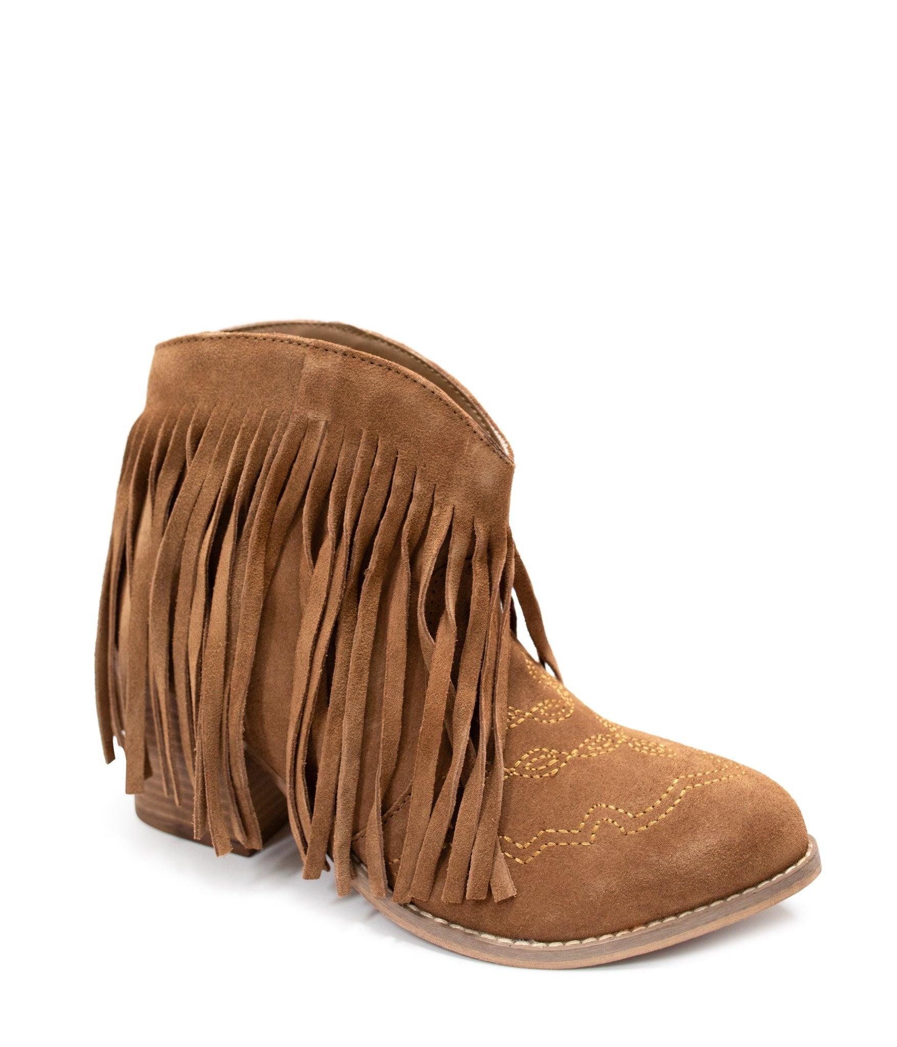 Amos Fringe Ankle Bootie in Tan Suede (Online Exclusive) Product Image