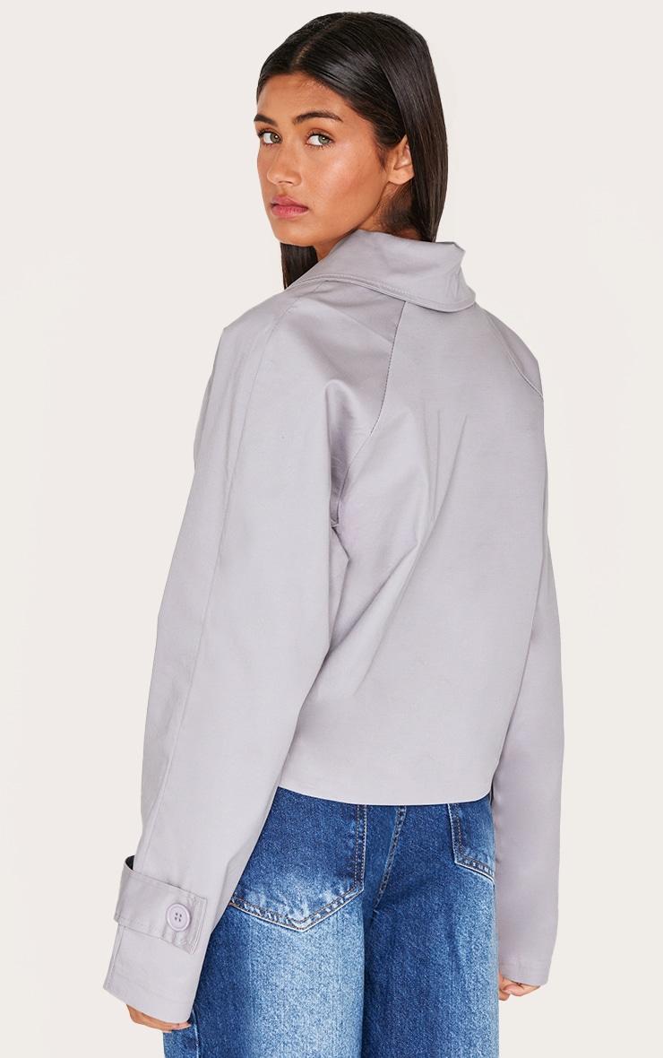 Grey Cropped Storm Flap Detail Trench Coat Product Image