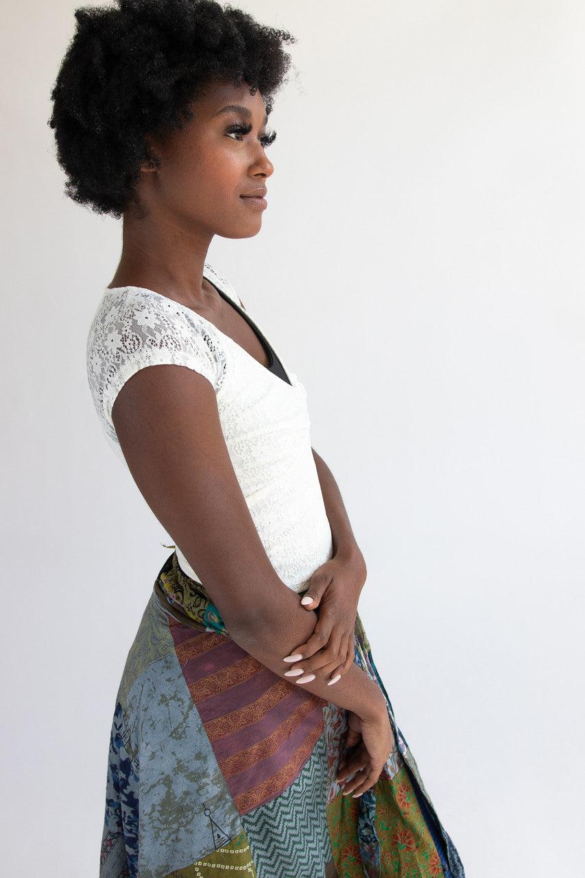 Bow Detail Lace V Neck Top Product Image