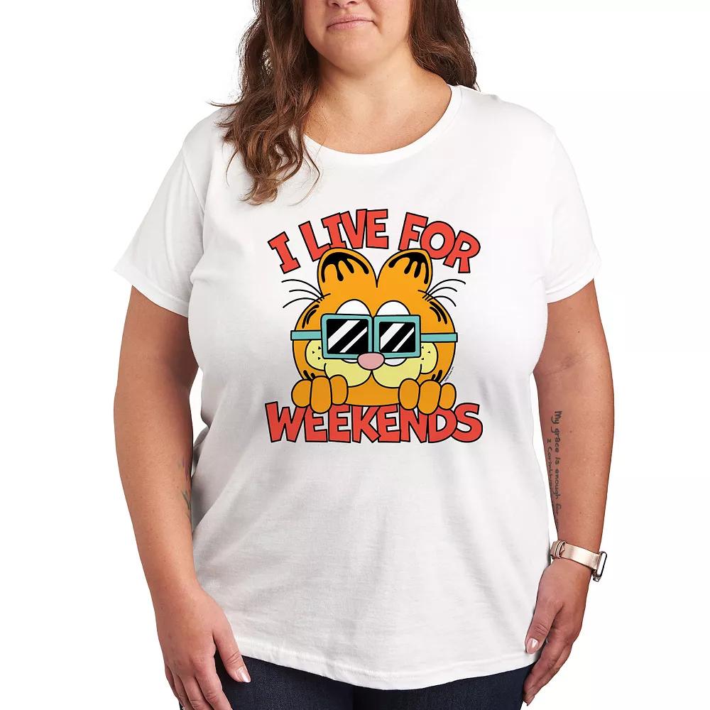 Plus Garfield I Live For Weekends Graphic Tee, Women's,  Product Image
