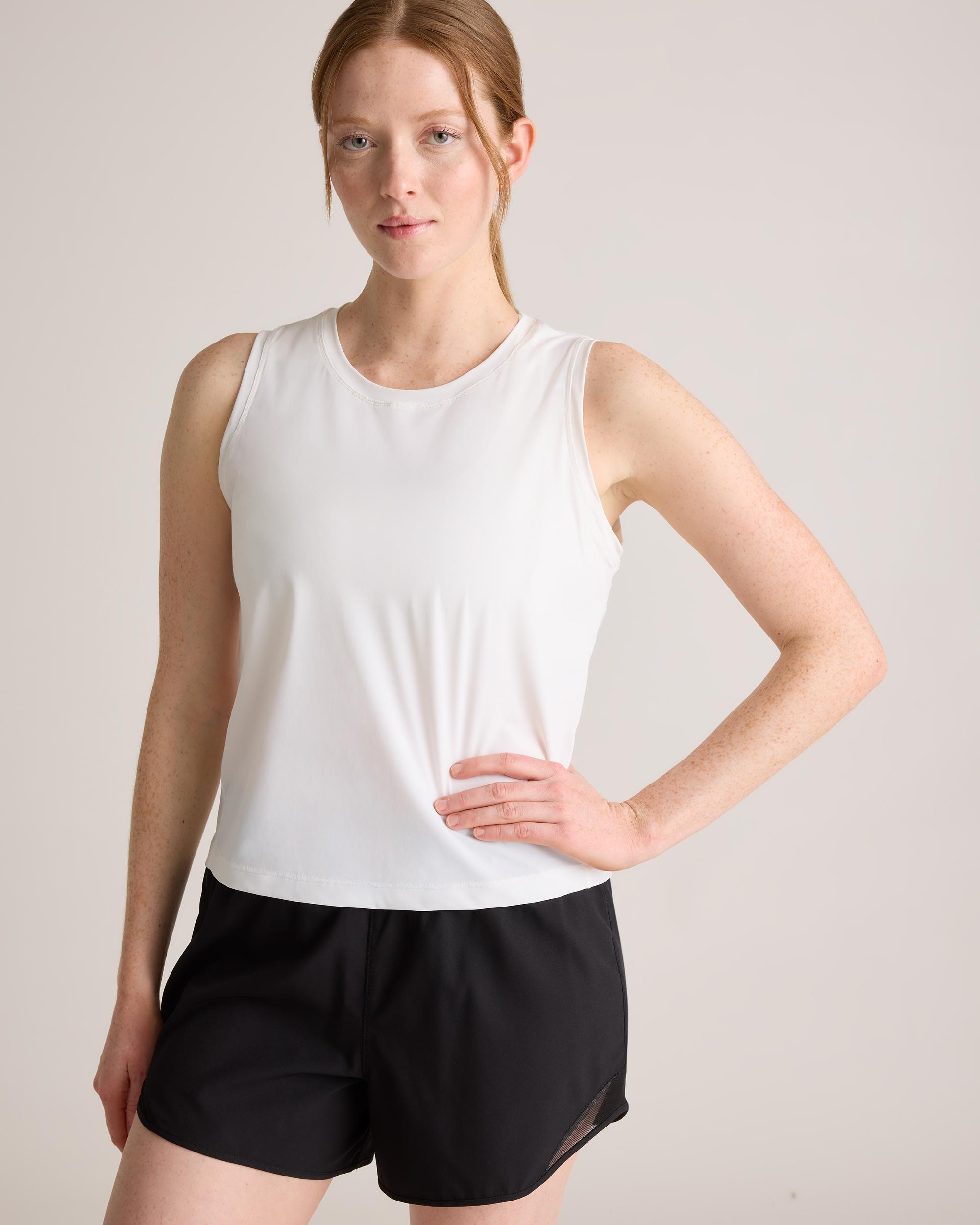 Quince | Women's Essential Run Cropped Muscle Tank Top Size XL, Nylon/Spandex Product Image