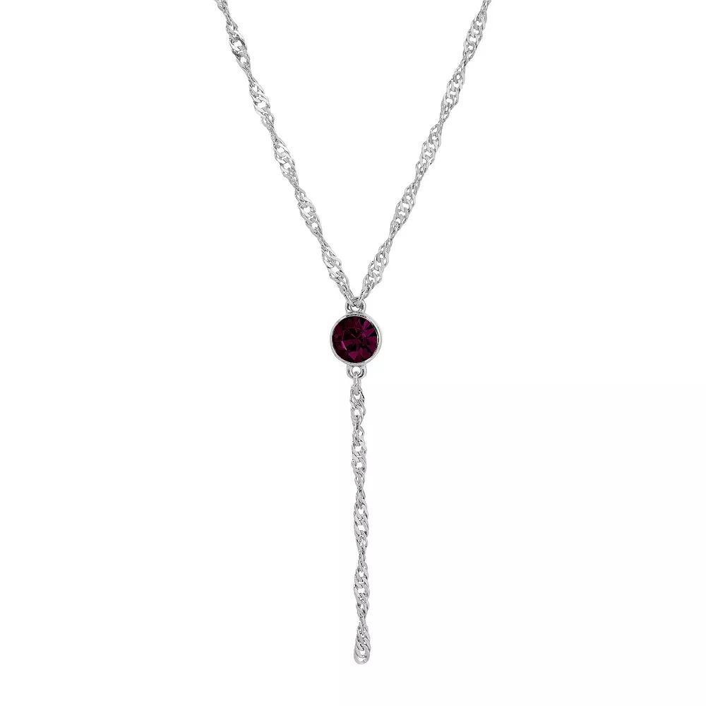 1928 Silver Tone Crystal Chain Y-Necklace, Womens, Purple Product Image
