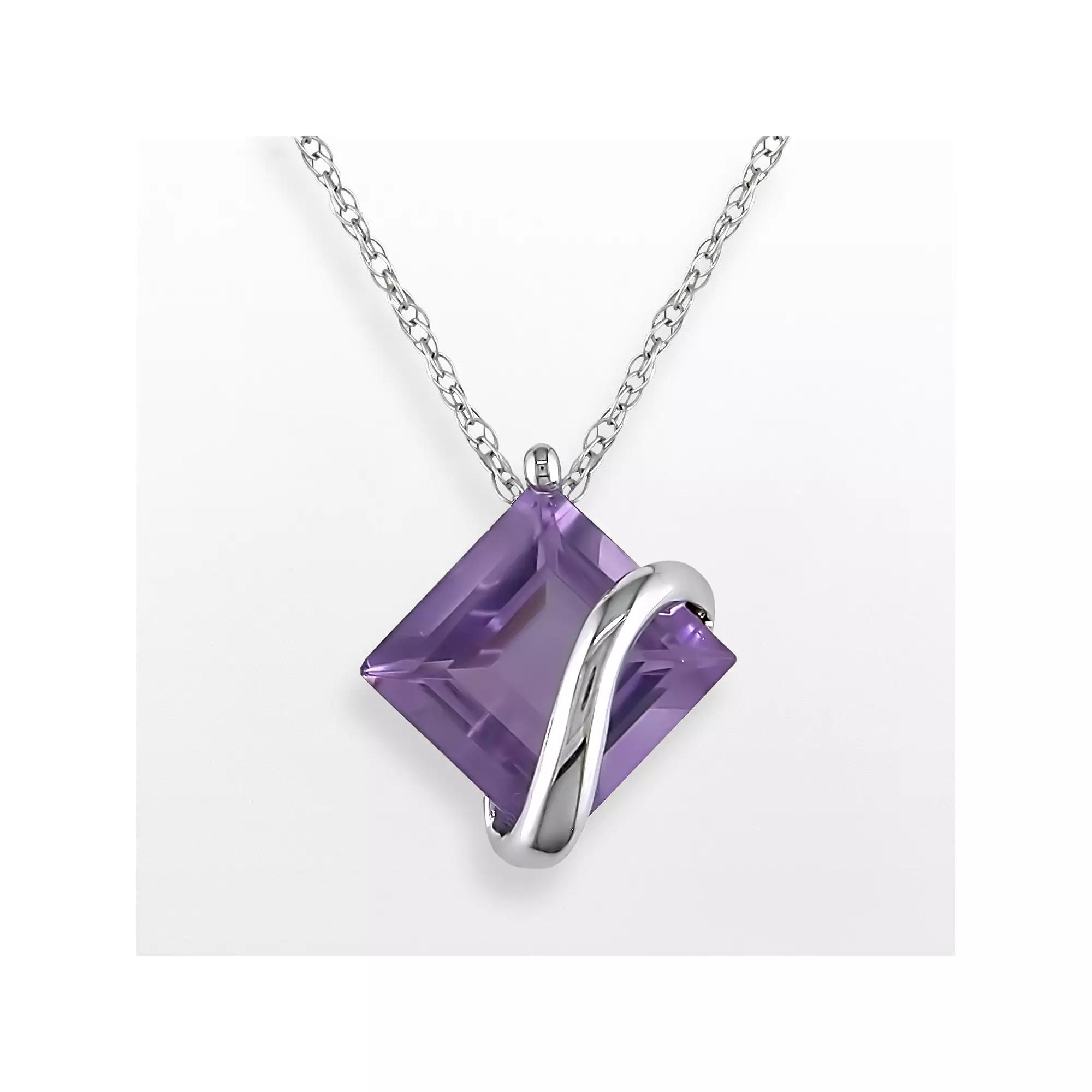 Stella Grace 10k White Gold Amethyst Swirl Pendant, Women's,  Product Image