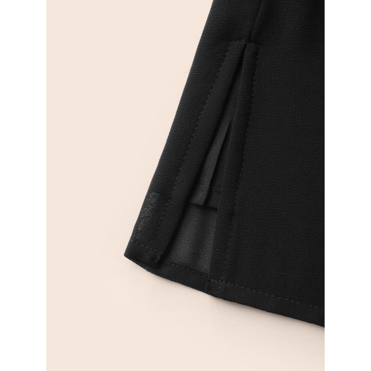 Plus Size Black Rhinestone Cut Out Lantern Sleeve Blouse Women Cocktail Long Sleeve Round Neck Party Blouses BloomChic 12/L Product Image