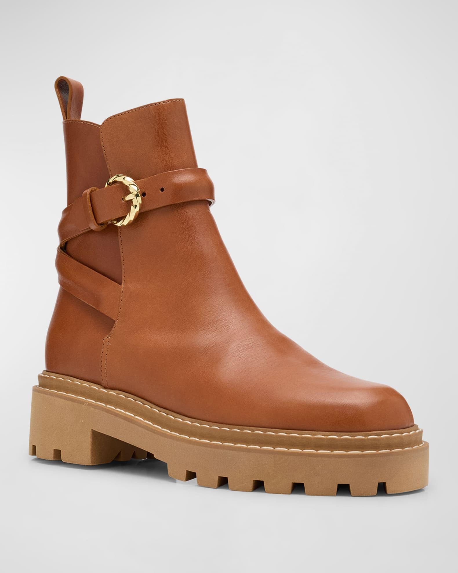 Lennon Leather Buckle Lug-Sole Boots Product Image