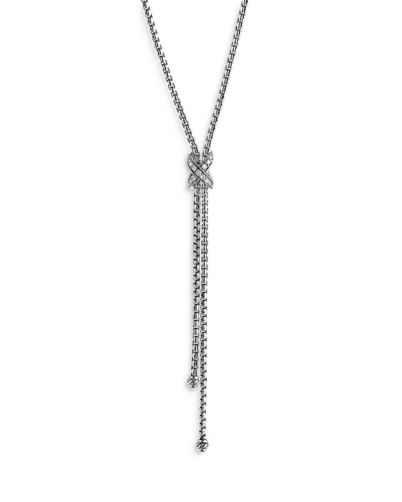 David Yurman Sterling Petite X Diamond Lariat Necklace, 17 Product Image