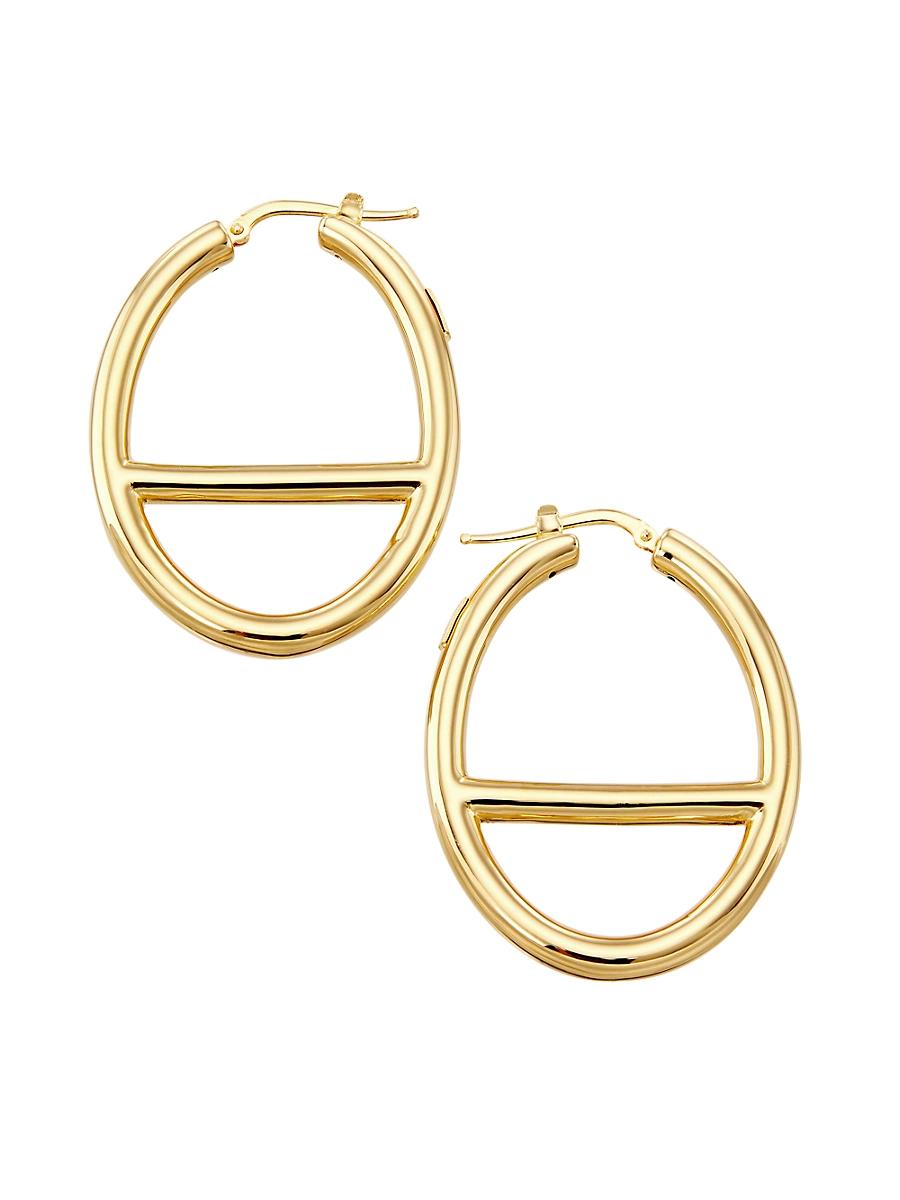 Womens 14K Yellow Gold Medium Oval Mariner-Link Hoop Earrings Product Image