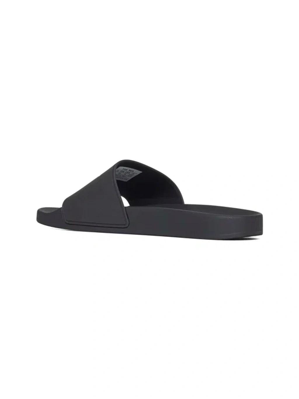 BALENCIAGA Black Sandals With Maxi Contrasting Logo In Tech Fabric Man In Multicolor Product Image