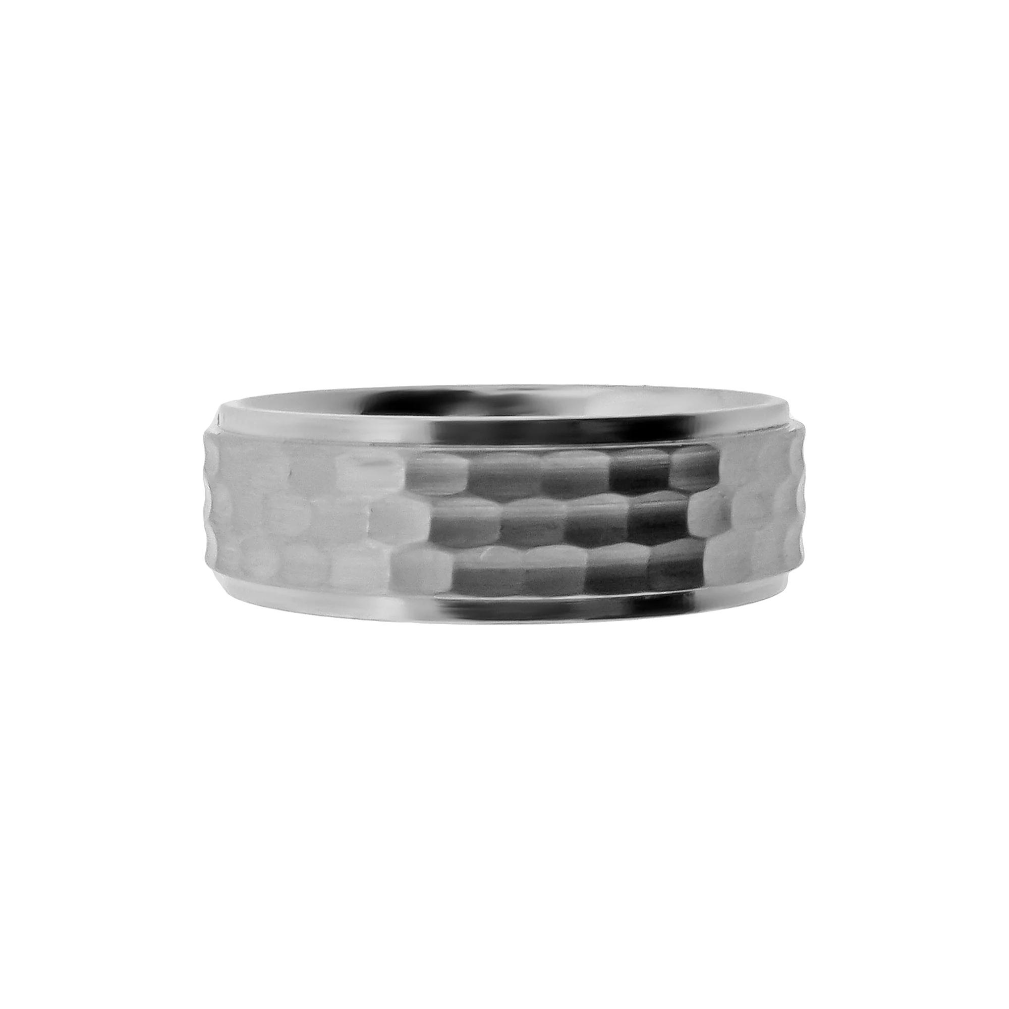 LYNX Stainless Steel Hammered Wedding Band - Men, Men's, Size: 11, Silver Product Image