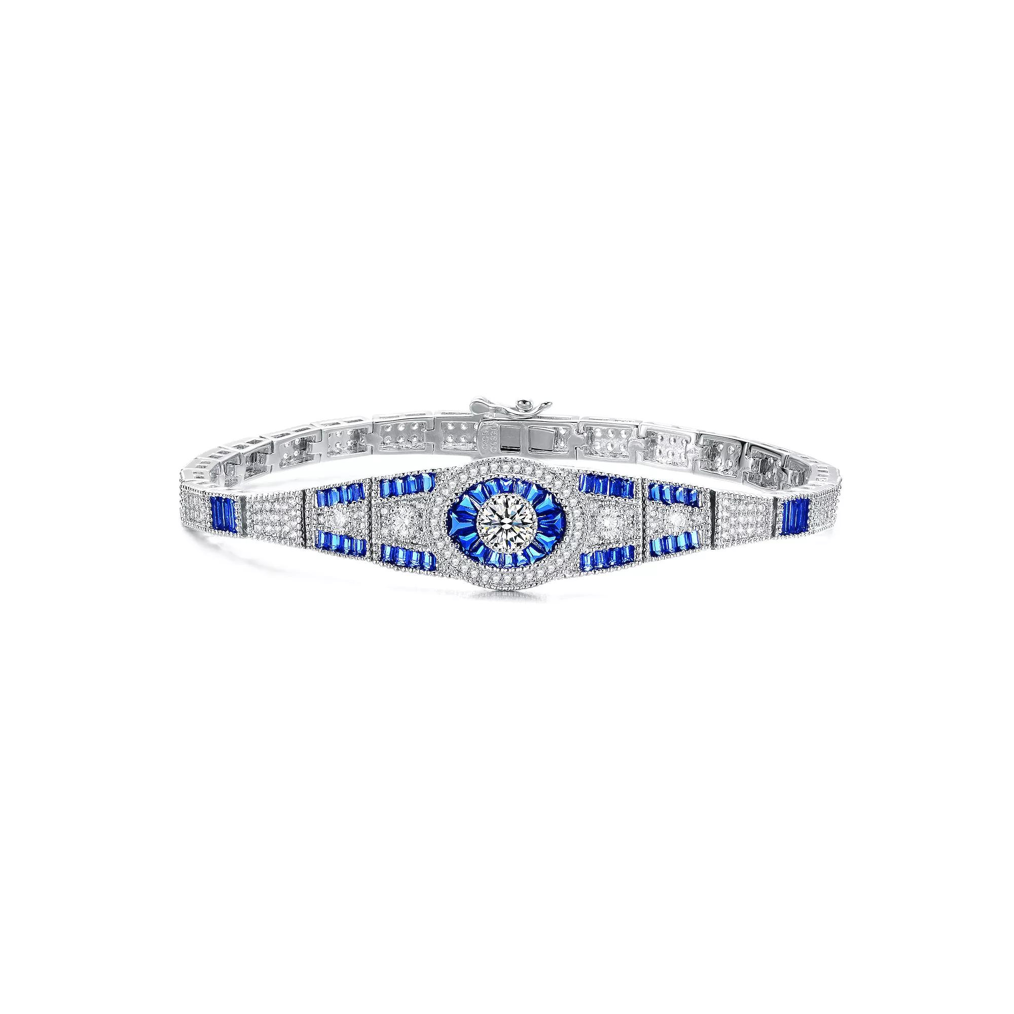 Sterling Silver Cubic Zirconia Vintage Bracelet, Womens Product Image