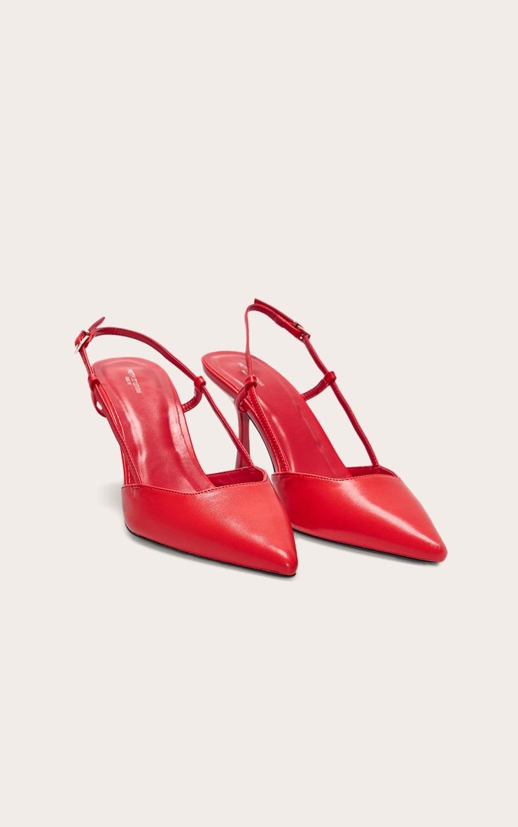 Wide Fit Red Pu Point Toe High Stiletto Court Heels Product Image