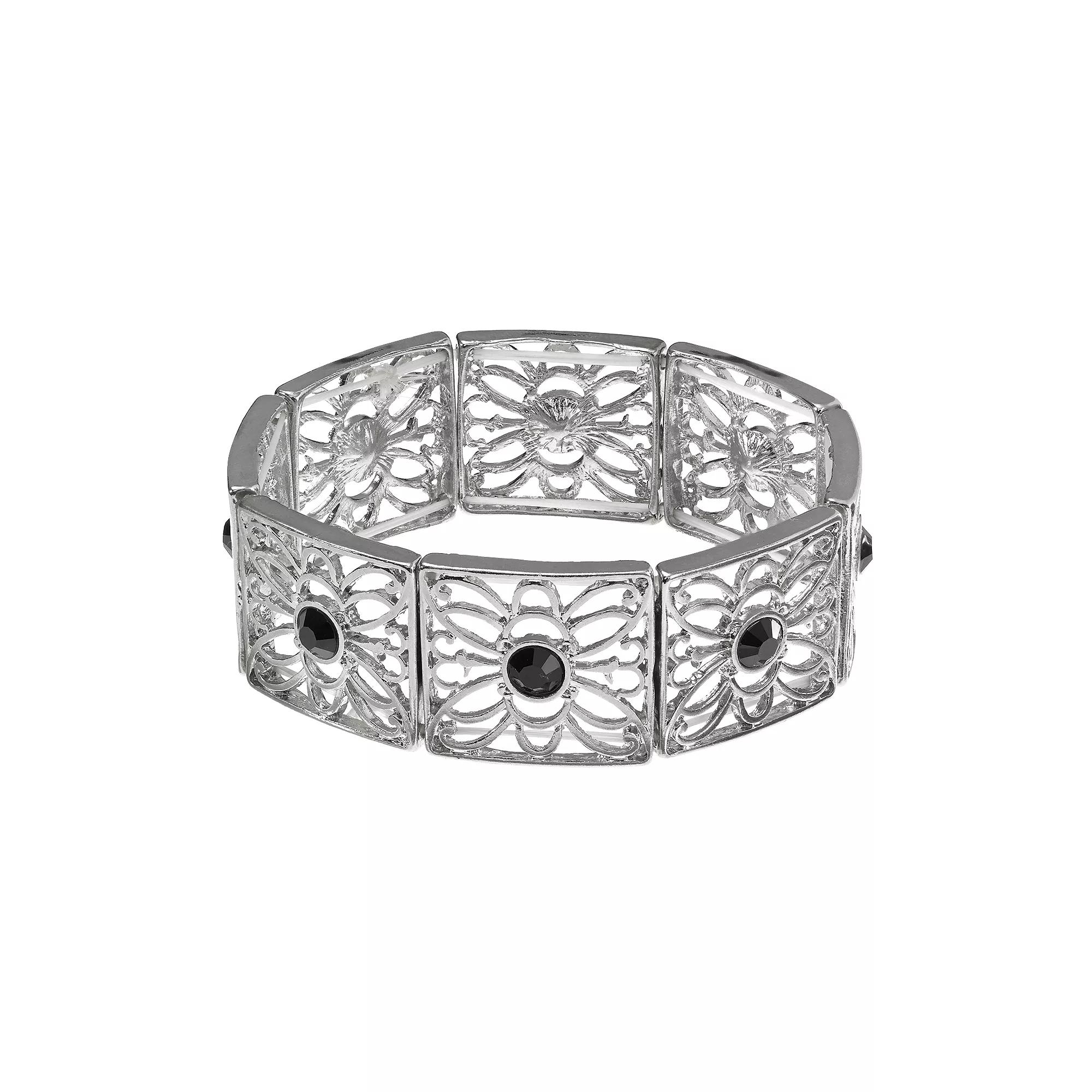 1928 Filigree Stretch Bracelet, Womens, Silver Tone Product Image