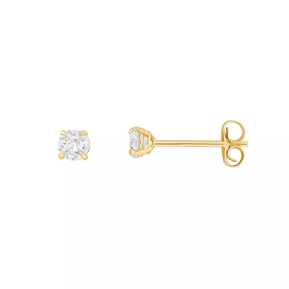 PRIMROSE 14k Gold Round Cubic Zirconia Stud Earrings, Women's, Size: 5MM, Yellow Gold Tone Clear Product Image