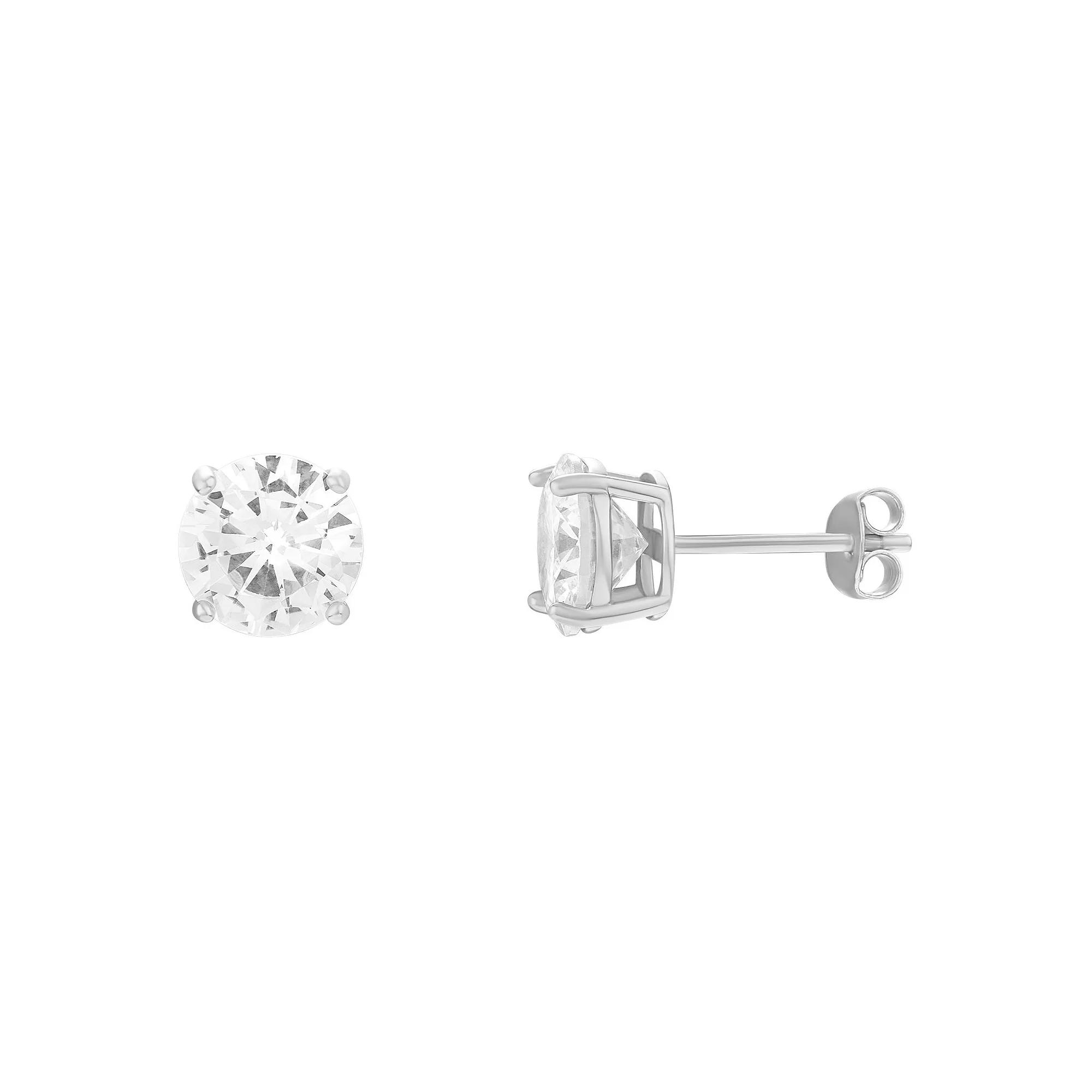 PRIMROSE Sterling Silver 8 mm Cubic Zirconia Stud Earrings, Women's Product Image