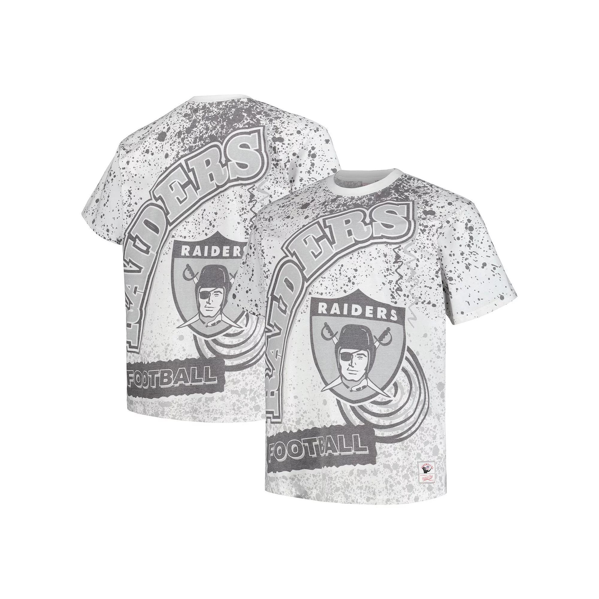 Men's Mitchell & Ness White Las Vegas Raiders Big & Tall Allover Print T-Shirt, Size: XLT, Lvr White Product Image
