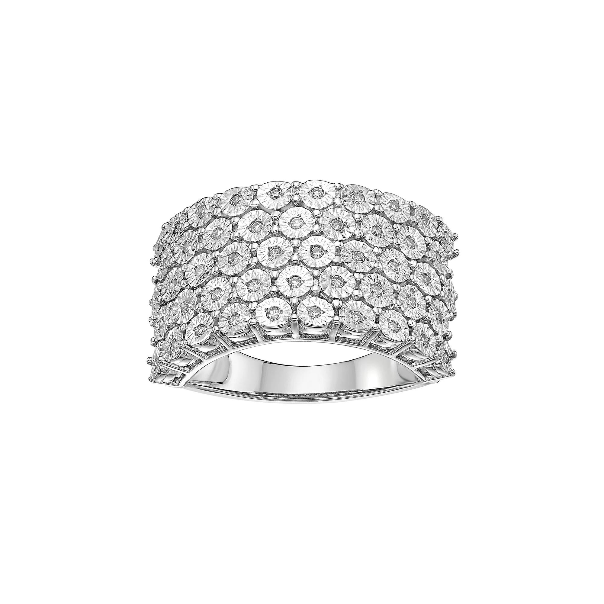 Gemminded Sterling Silver 1/5 Carat T.W. Diamond 5 Row Ring, Women's, Size: 6 Product Image