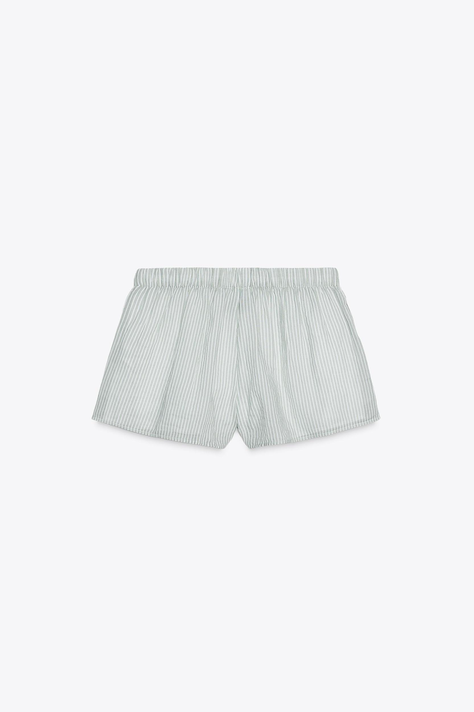 STRIPED GAUZE PAJAMA SHORTS Product Image