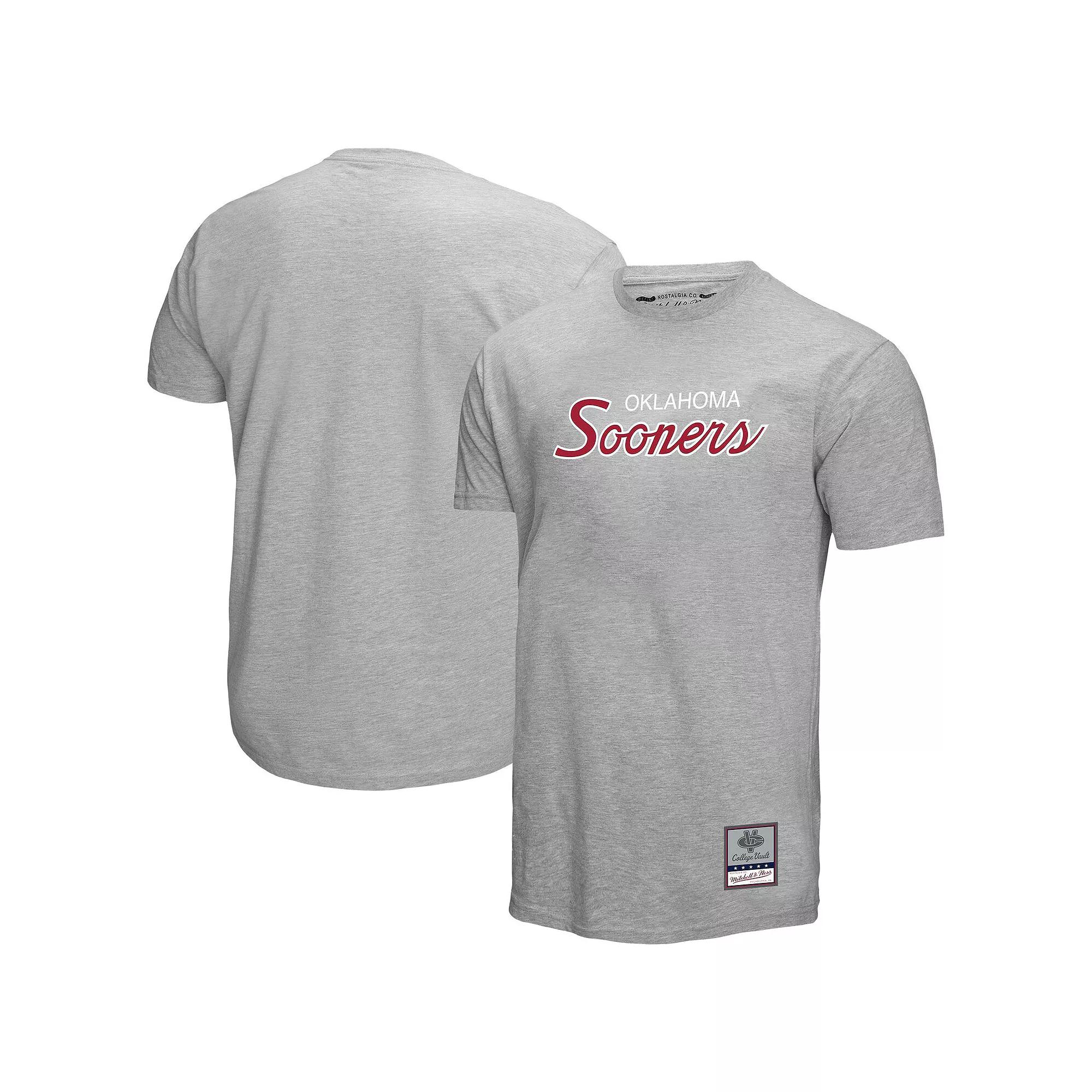 Men's Mitchell & Ness Gray Oklahoma Sooners Elite Script T-Shirt,  Product Image