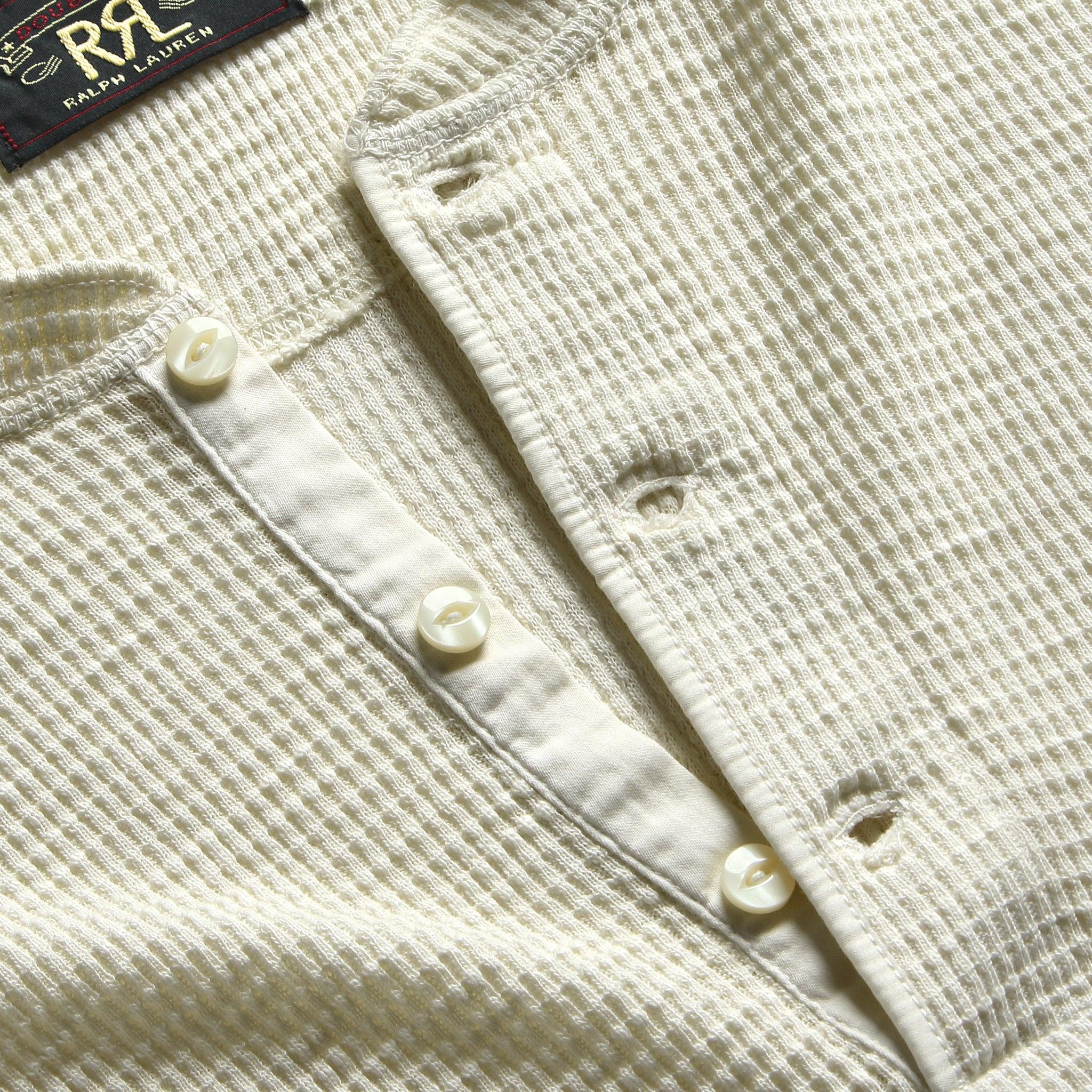 Waffle-Knit Henley - Paper White Product Image