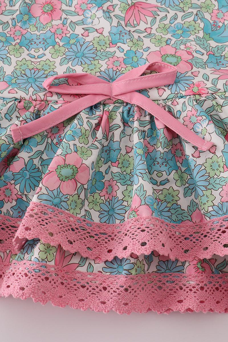 Green floral lace ruffle leotard Product Image