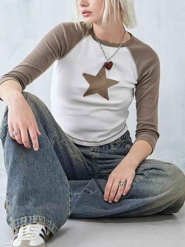 Street Star Patch Raglan Long Sleeve Tee Product Image