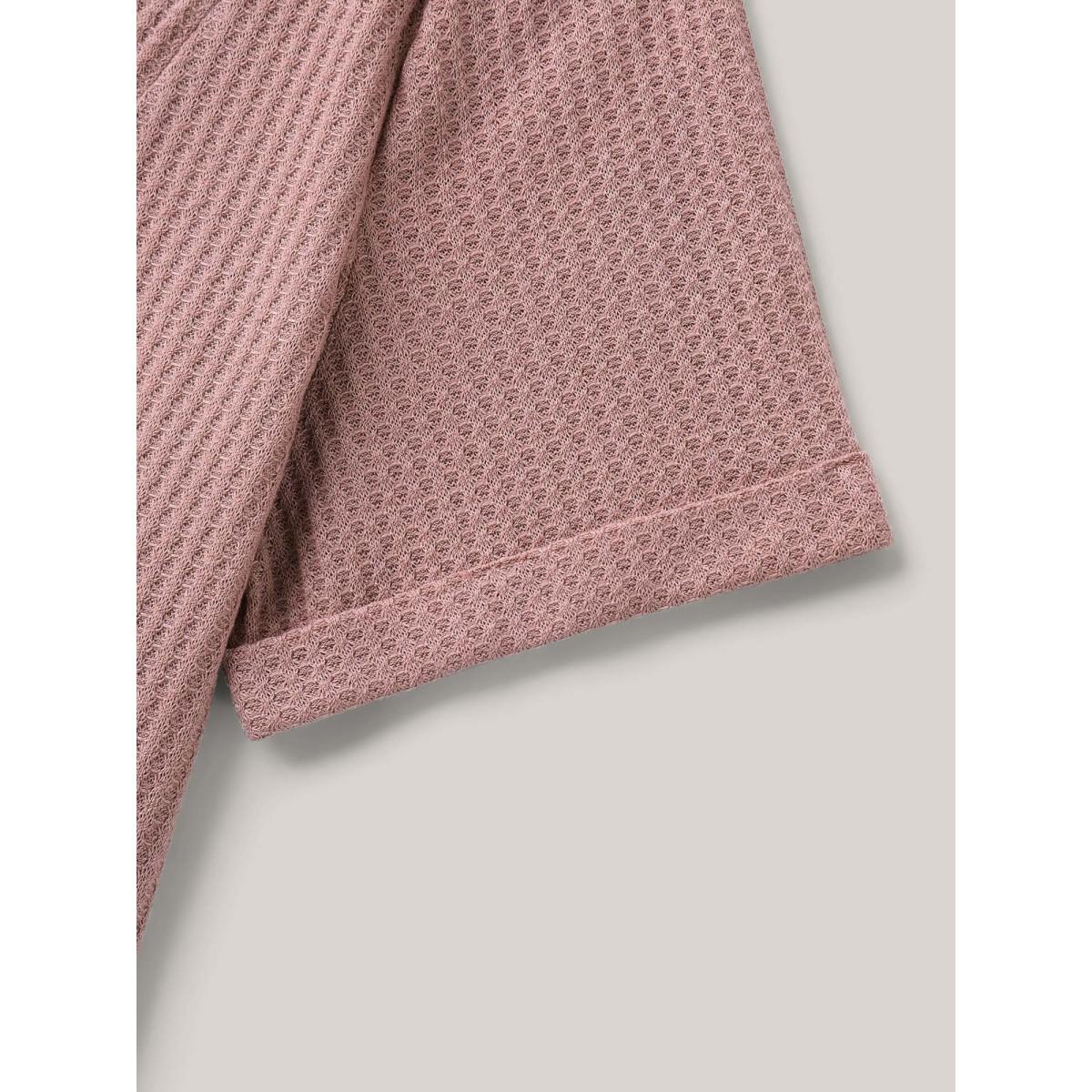 Plus Size 2-in-1 Wrap Textured Solid T-Shirt Dirtypink Women Casual Overlapping Non Everyday-Casual T-shirts BloomChic 22-24/3X Product Image