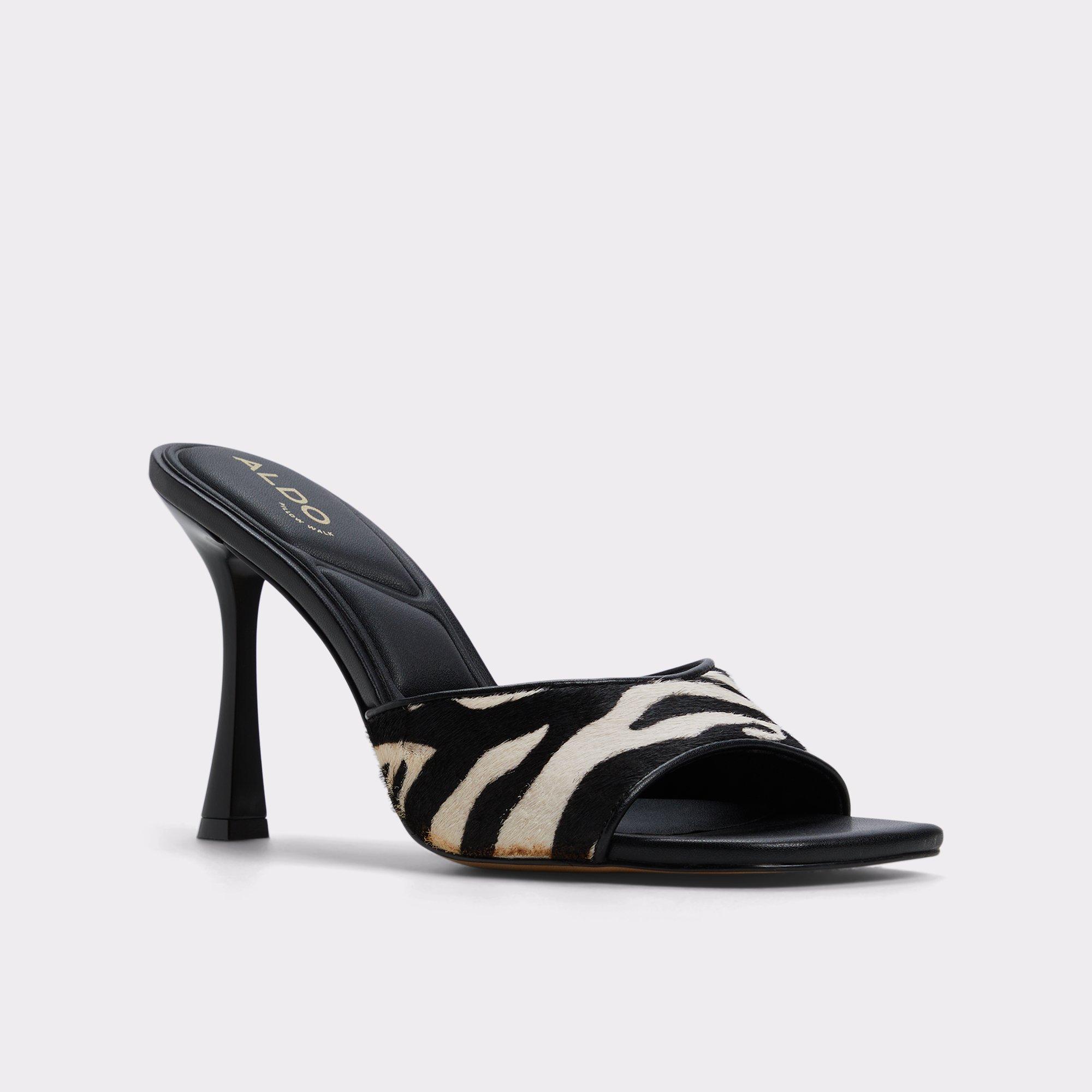 Evadalia White/Black Women's Heeled mules | ALDO US Product Image