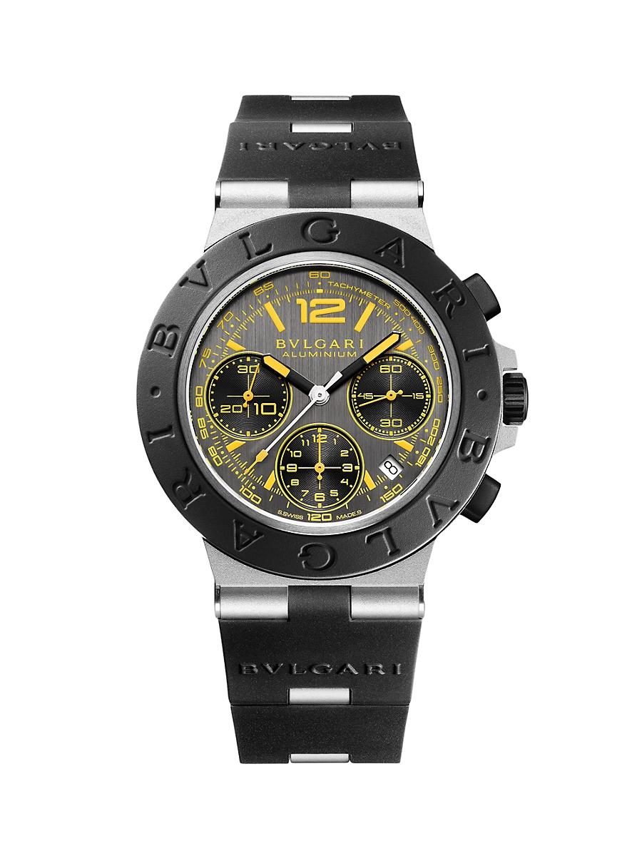 Mens Aluminum BVLGARI Two-Tone Granulated Chronograph Watch Product Image