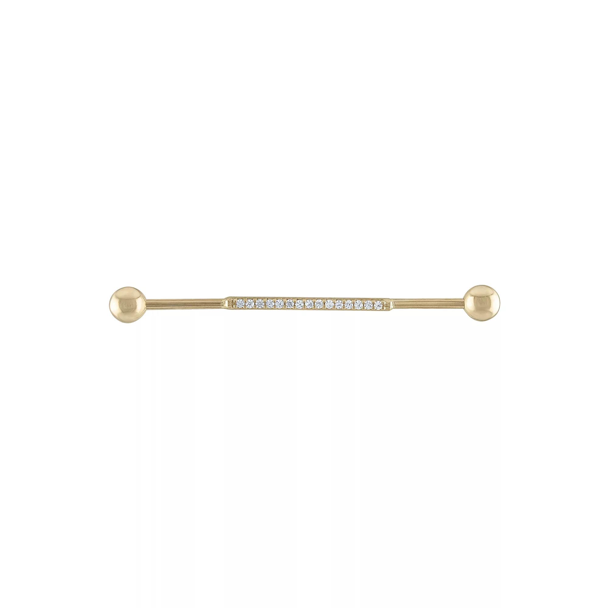 Amella Jewels 14k Gold Cubic Zirconia Industrial Barbell, Women's Product Image