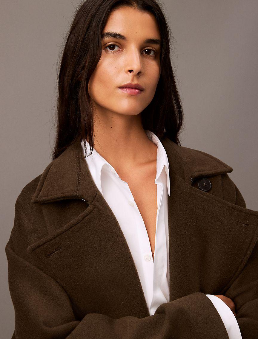 Long Wool Cashmere Blend Trench Coat Product Image