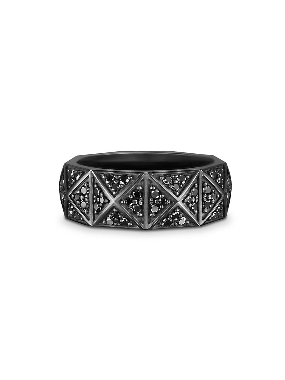 Mens Pyramid Band Ring in Black Titanium Product Image
