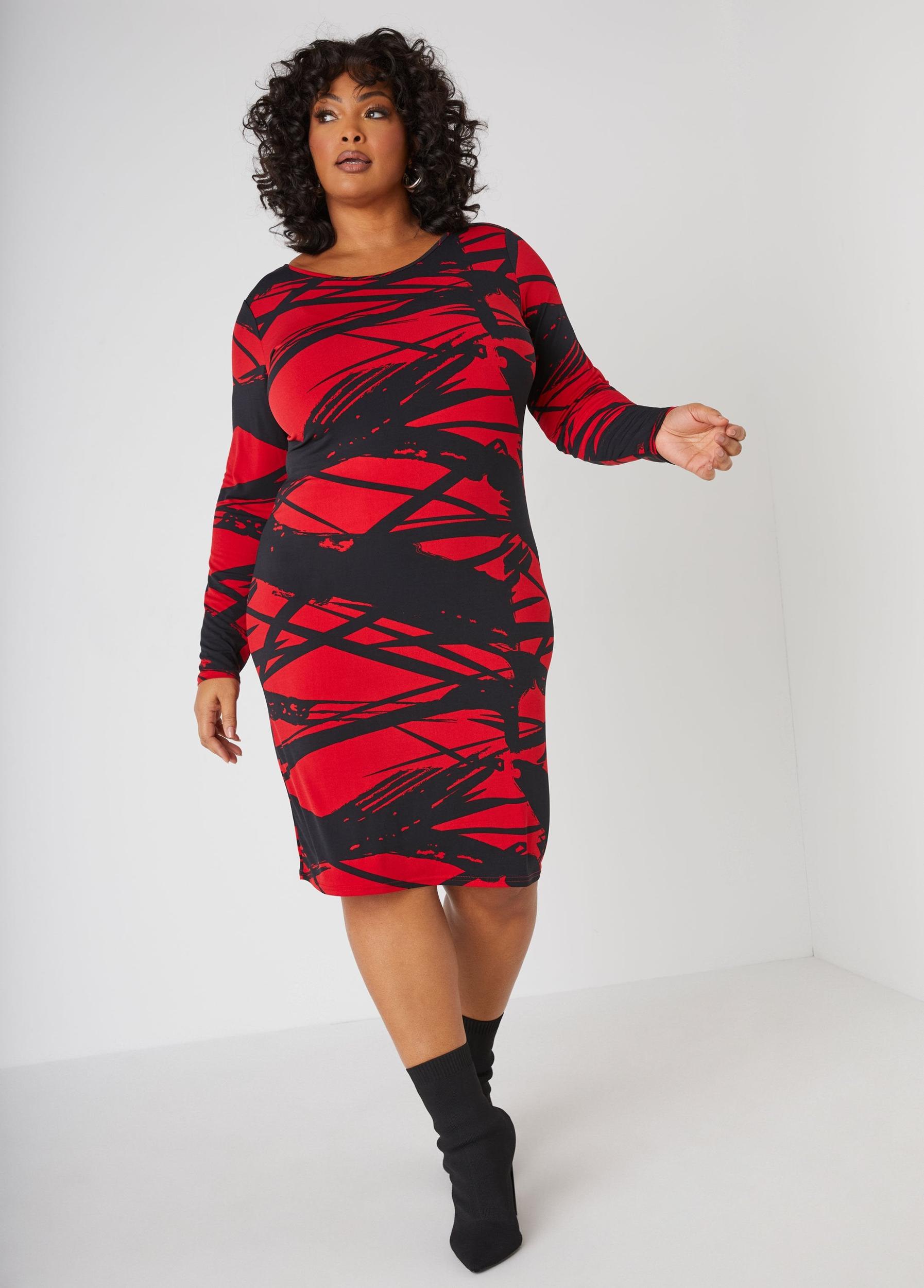 Brushstroke Print Bodycon Dress Product Image