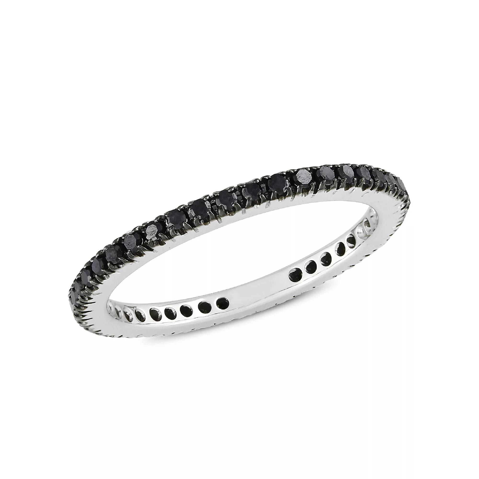 Stella Grace 14k White Gold 3/8 Carat T.W. Black Diamond Eternity Ring, Women's, Size: 7 Product Image