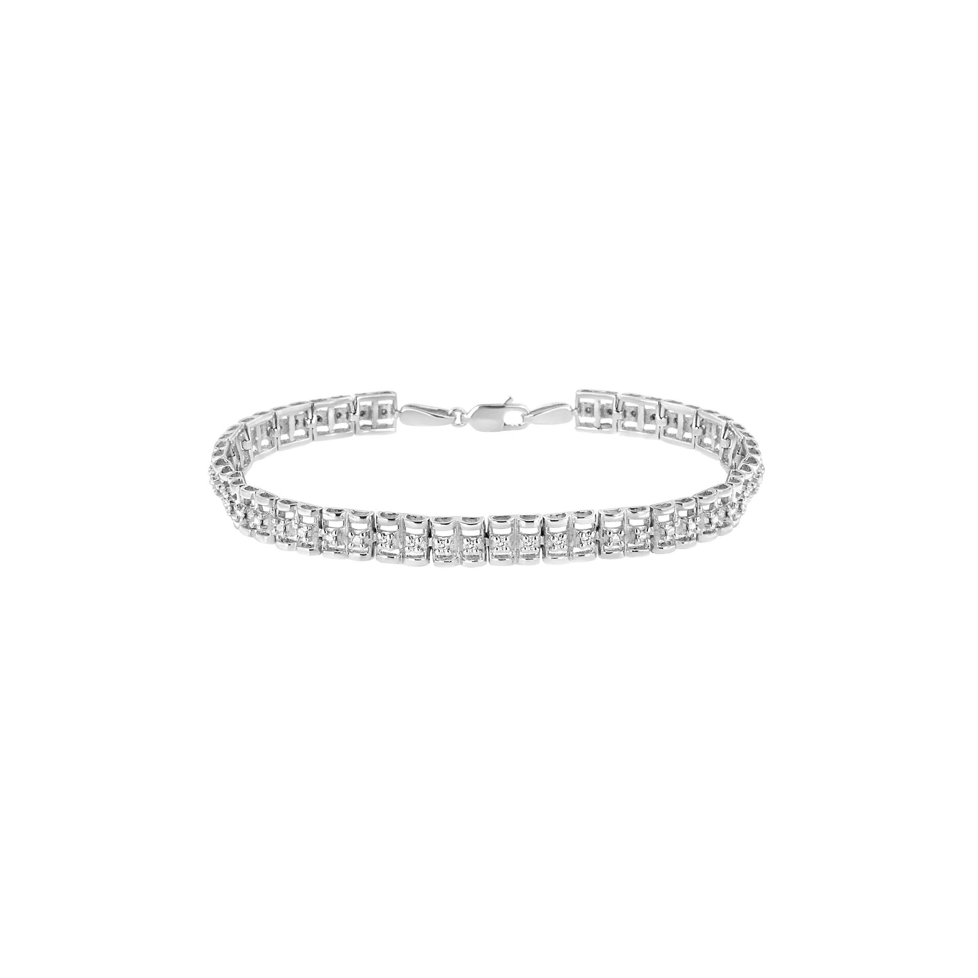 Haus of Brilliance Sterling Silver 1/10 Carat T.W. Diamond Double-Link Rolex Tennis Bracelet, Women's,  Product Image