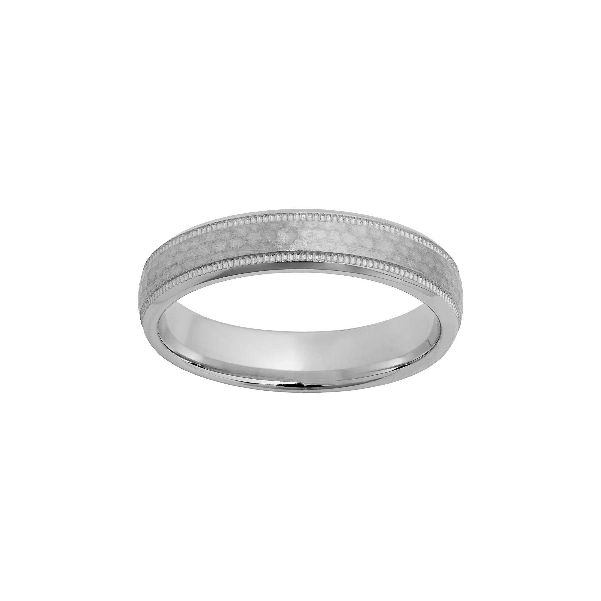 Sterling Silver Hammered Wedding Ring, Men's, Size: 7, Grey Product Image